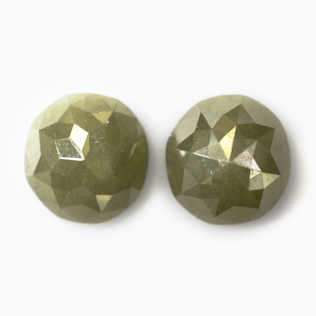 Green Roses Diamond Matched Pair | Rose Cut Green Round 2.63ct – Rough Diamond World