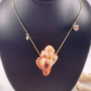 REFLECTIONS Bali Shell Rough and Polished diamond gold necklace