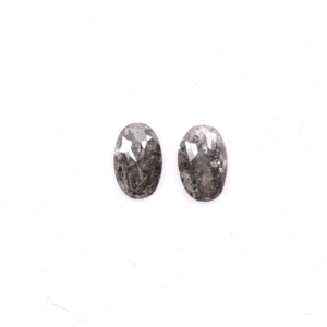 Matched Pair | Salt and Pepper Rose Cut Ovals 1.12ct