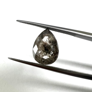 Double Cut Unique Salt and Pepper Pear 3.12ct