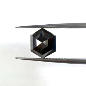 Rose Cut Natural Black Salt and Pepper Hexagon 4.54ct