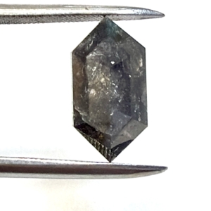 Rose Cut Natural Salt and Pepper Elongated Hexagon 2.94ct