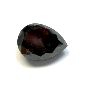 Double Cut Salt & Pepper Brilliant Cut Pear with Red Inclusion 4.91ct
